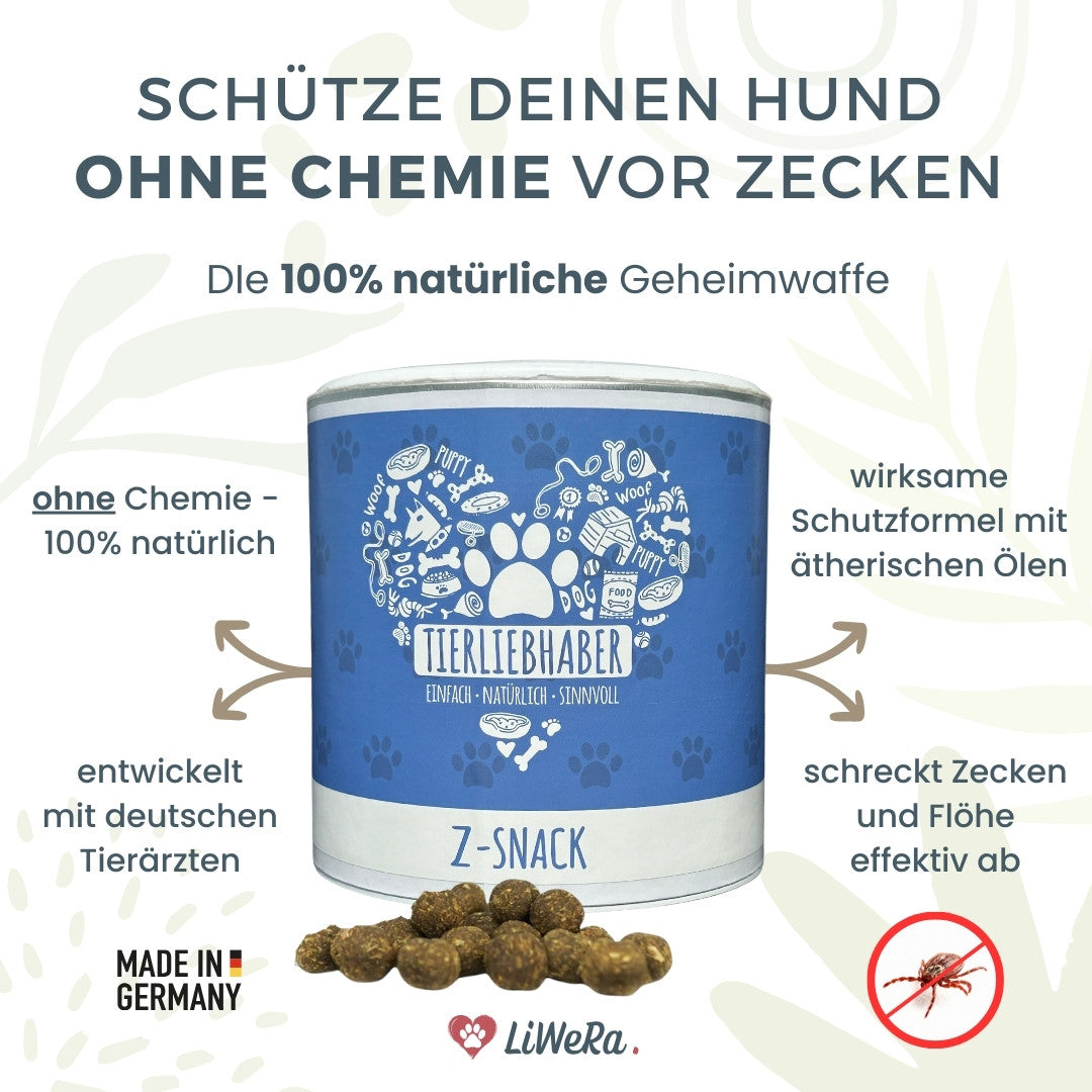 Anti-Zecken-Duo: Z-SNACK & Z-SPOT+ GRATIS Bio-Kotbeutel
