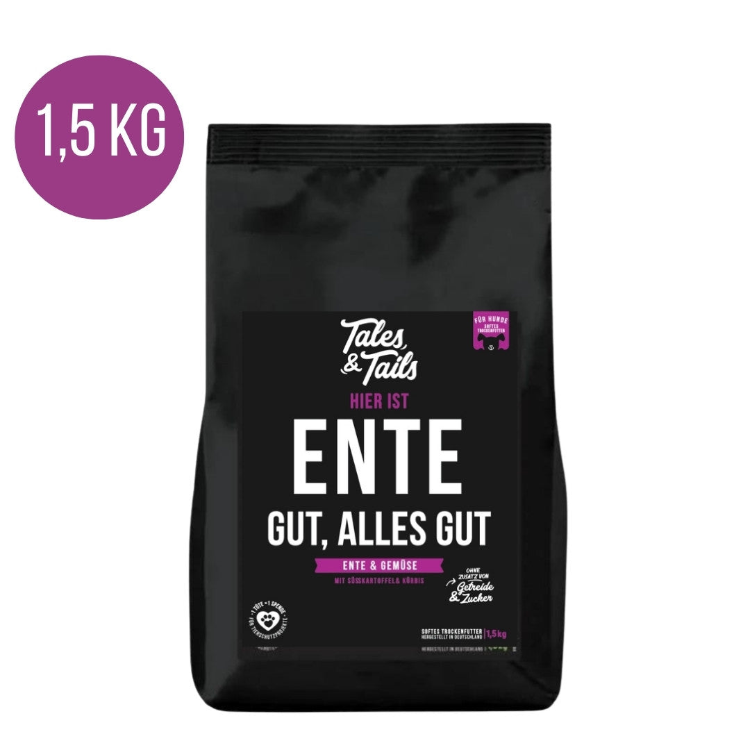 "Ente gut, alles gut" - softes Trockenfutter mit 70% Ente