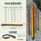 Leder Hundeleine + Halsband schwarz-rot-gold